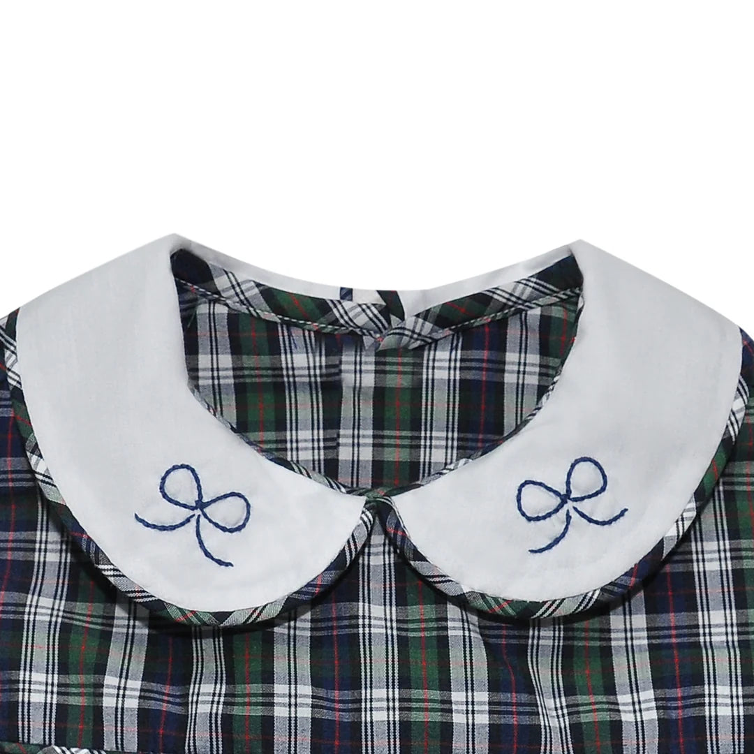 Remember Nguyen Navy Plaid Sawyer Bubble- Bows