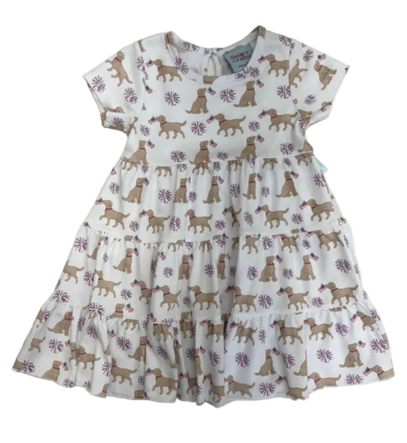 The Smiley Crab Tiered Dress, Patriotic Dog