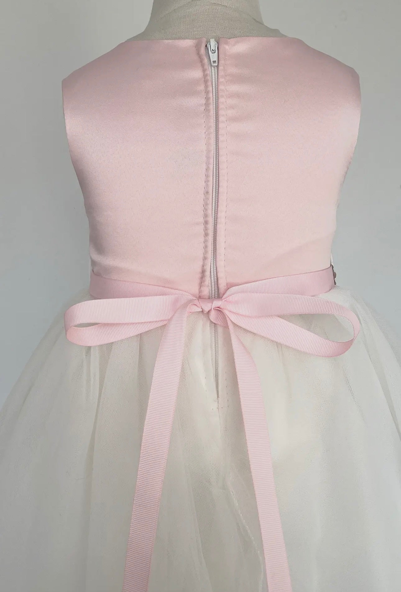 Kids Dream Pink & Rose Gold rhinestone satin & tulle dress