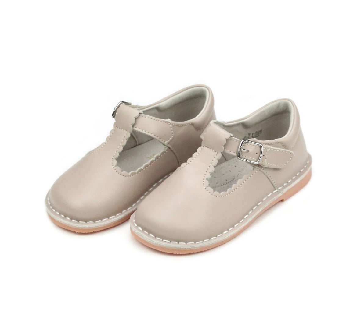 L’Amour Selina Scalloped T Strap Mary Jane - Almond