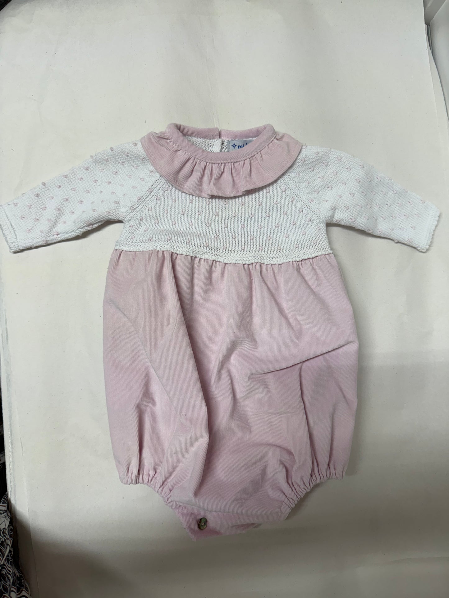 Mi Lucero Pink Corduroy Bubble with Bitty Dot