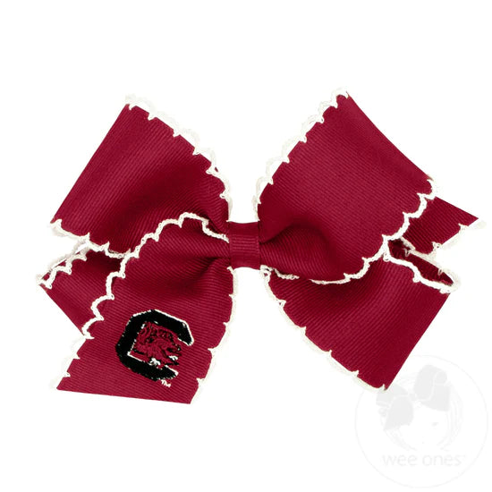 Wee Ones Med Embroidered Moonstitch Gamecock Bow