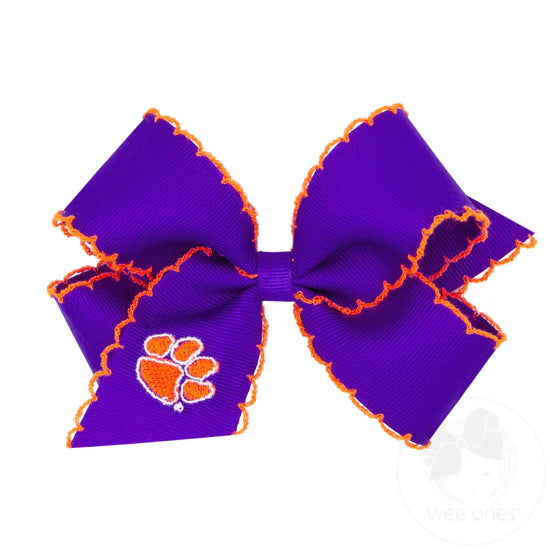 Wee Ones Embroidered Moonstitch Clemson Bow