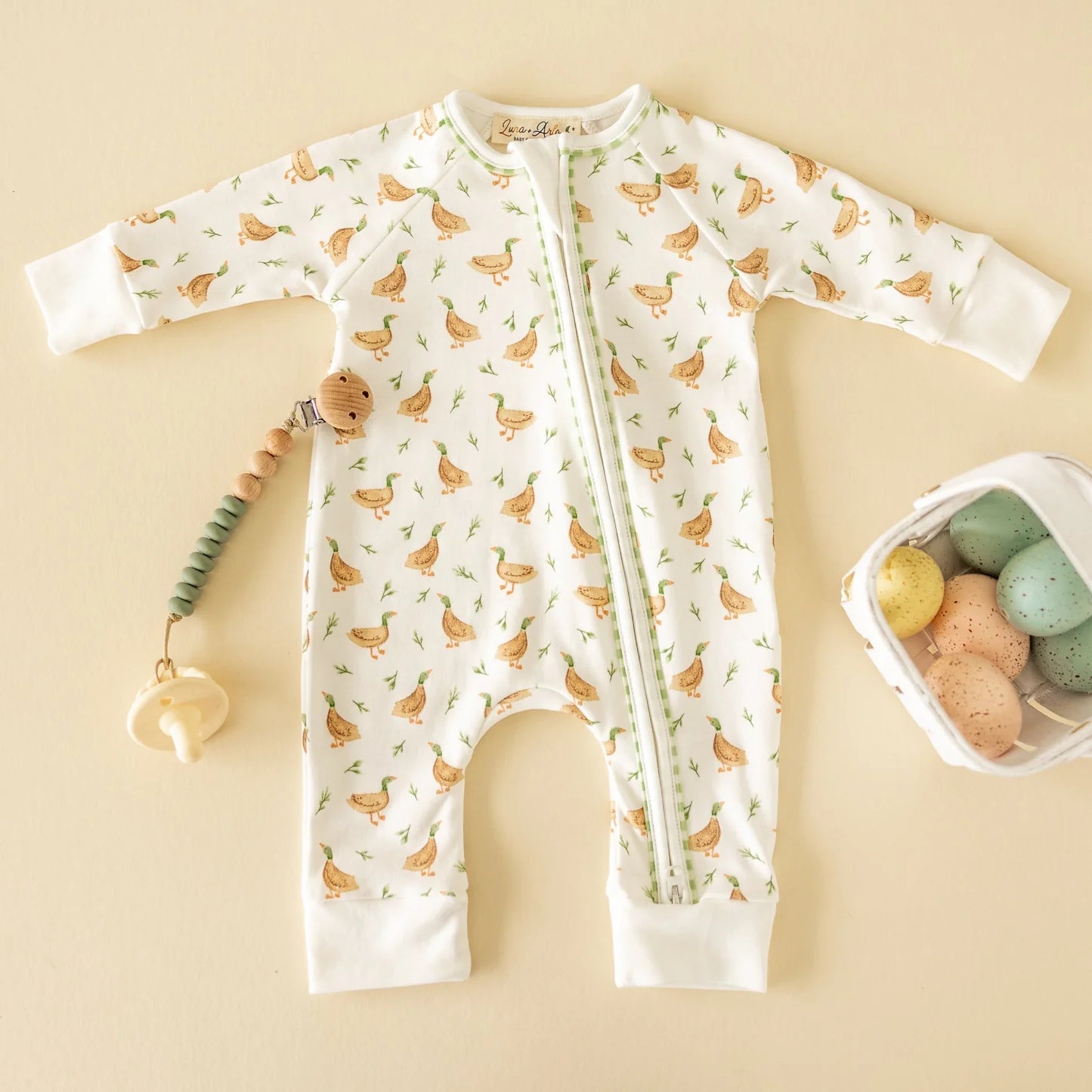 Luna + Arlo Meadowland Mallards Zip Playsuit