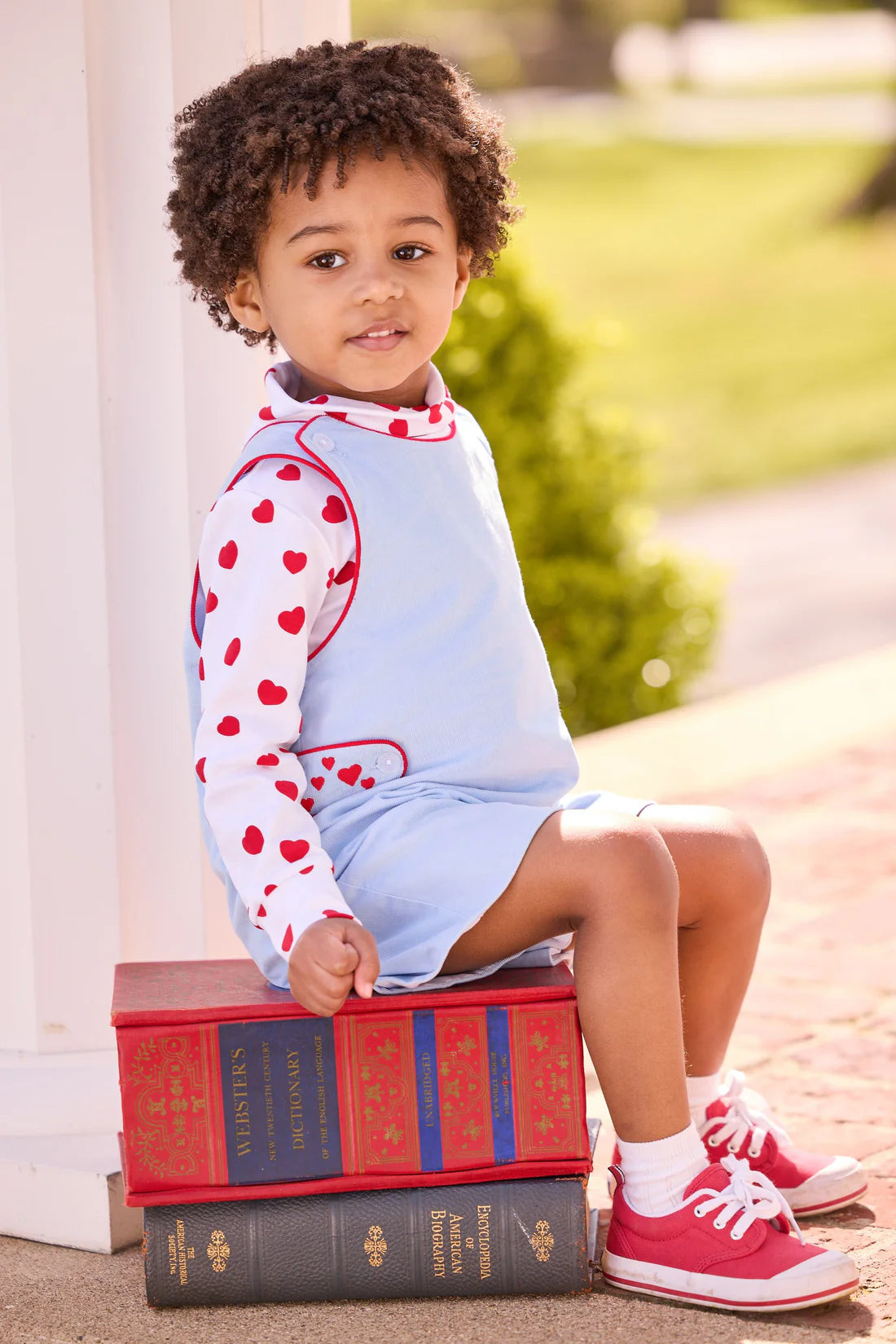 Little English Reversible Button Tab John John-Blue Hearts