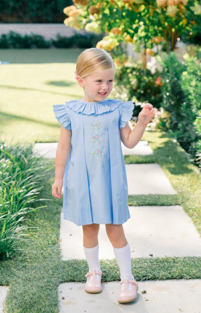 The Proper Peony Sid Scallop Pleat Dress - Blue