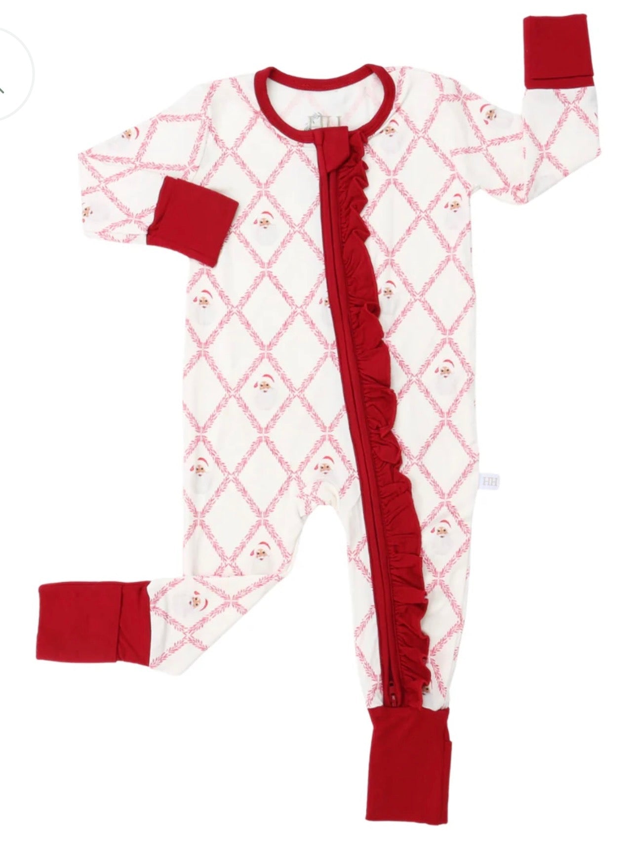 Hamner Hill Girls Trellis Sleigh Bells Double Zipper Romper