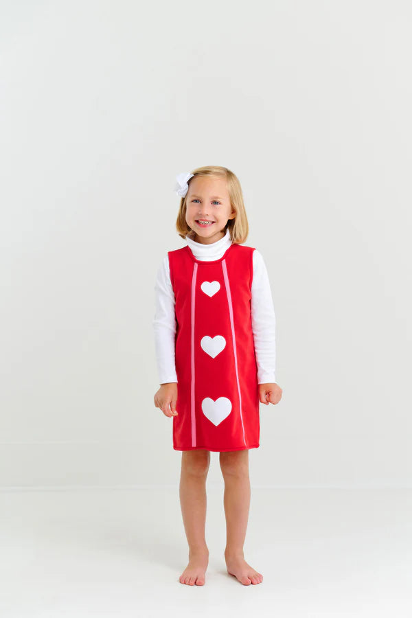 The Beaufort Bonnet Annie Apron Dress, Richmond Red White Hearts