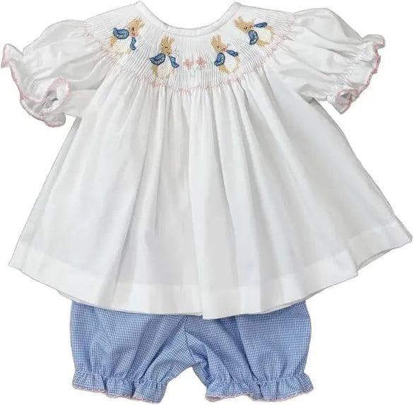 LuLu BeBe Peter Rabbit Smocked Bishop Bloomer Set