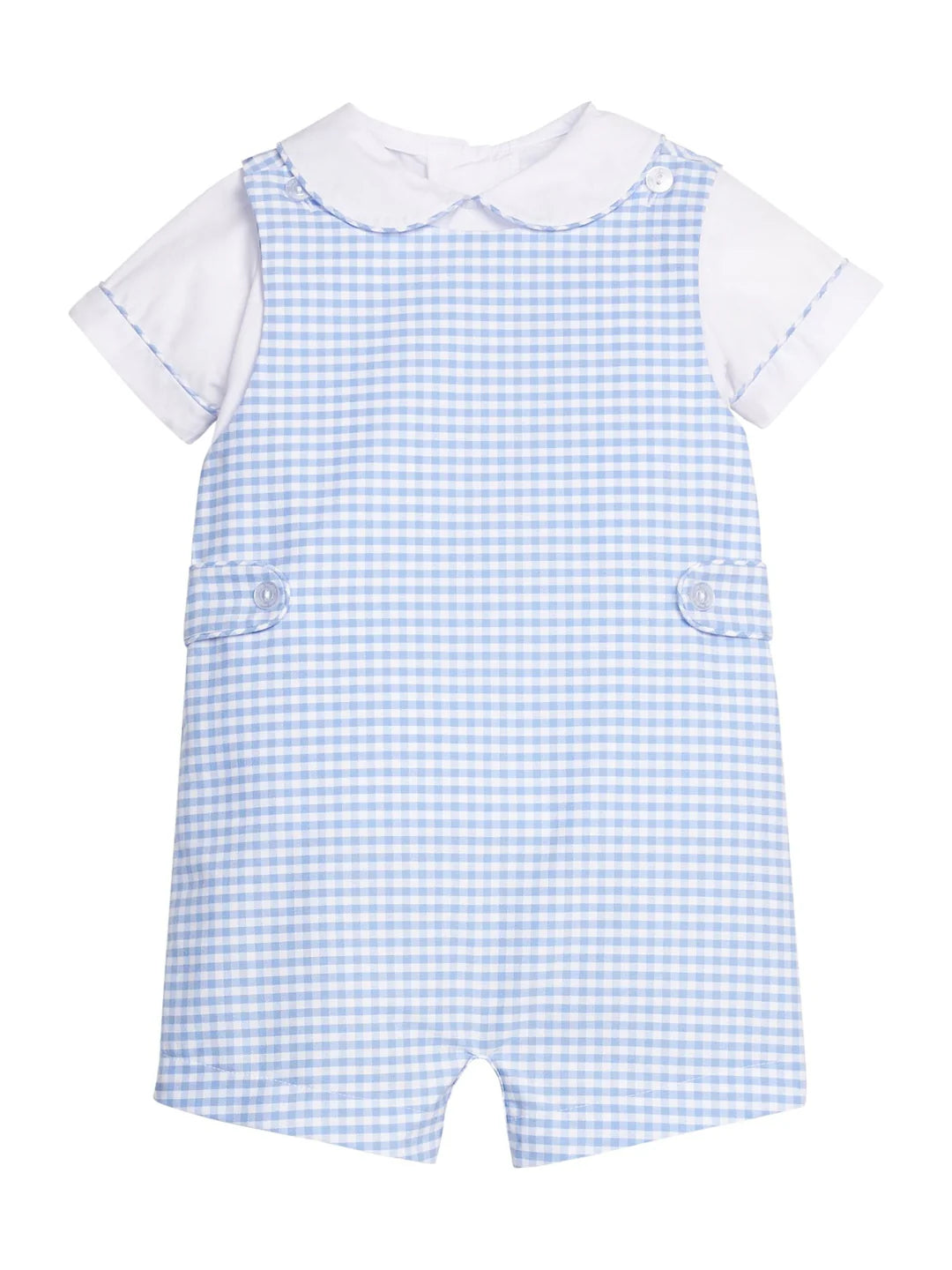 Little English Vintage Button Tab John John Set, Mayfair Gingham