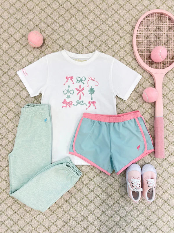 The Beaufort Bonnet Company Prepletic Shimmy Shake Shorts- Old Greenwich Green with Sandpearl Pink