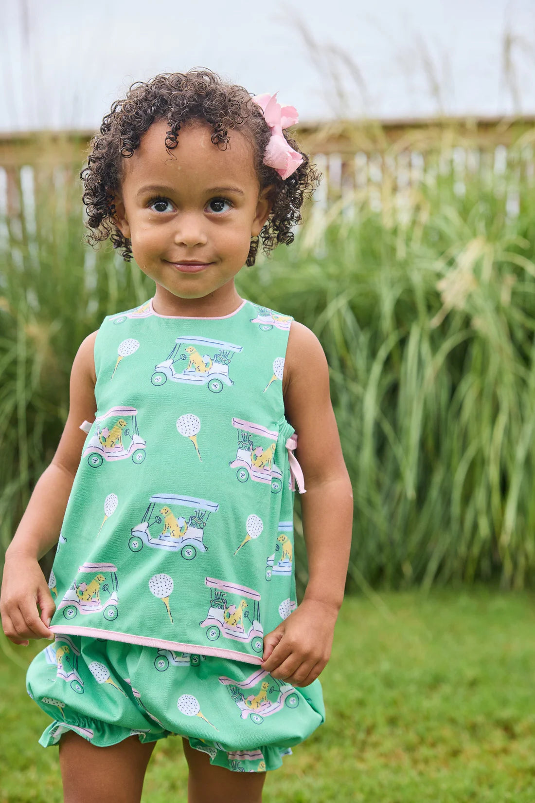 Little English Lily Bloomer Set, Pink Paws on Par