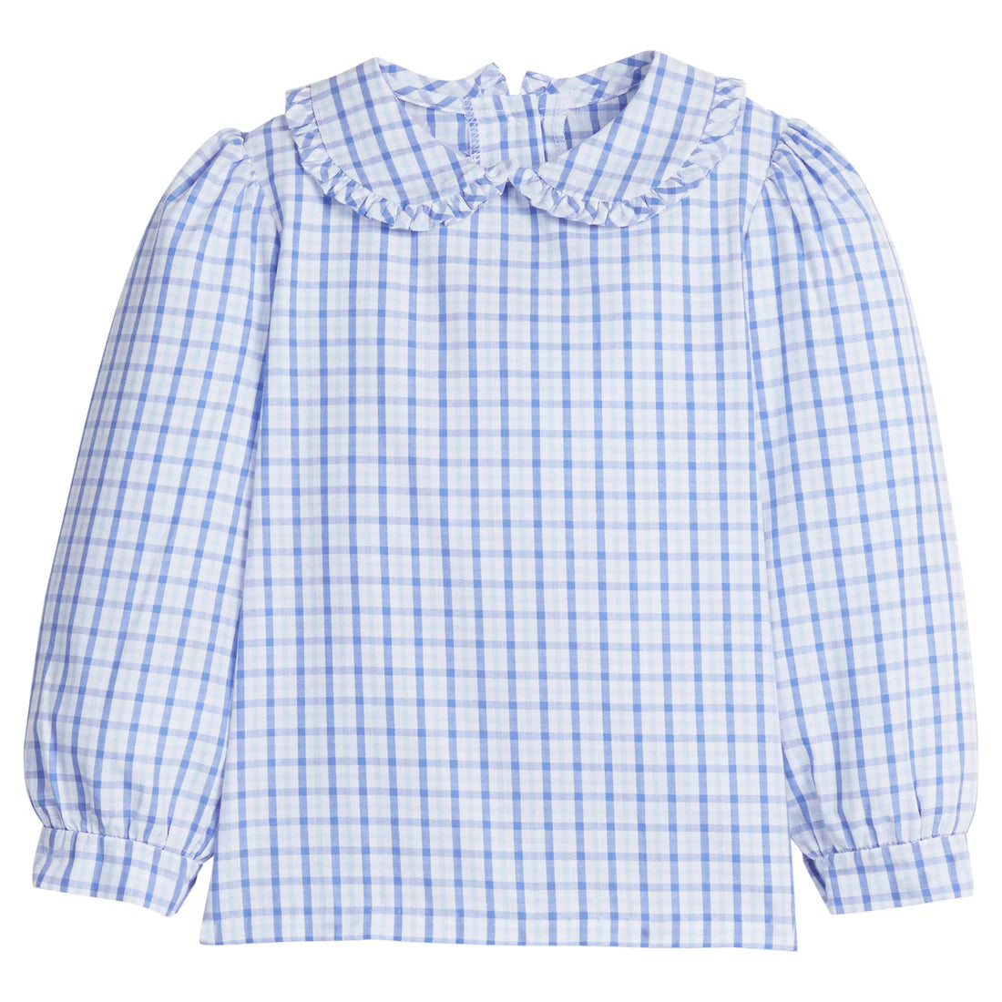 Little English Ruffled Peter Plan Blouse- Woodberry Plaid