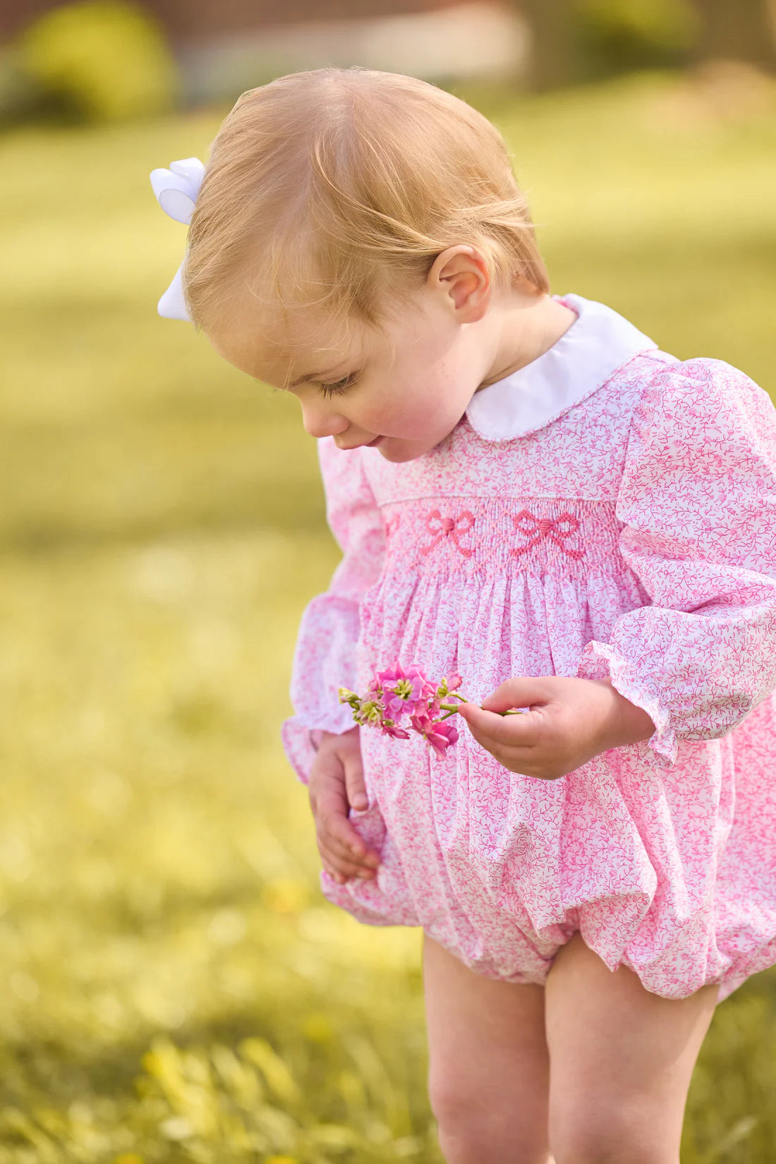 Little English Smocked Natalie Bubble- Pink Vinings