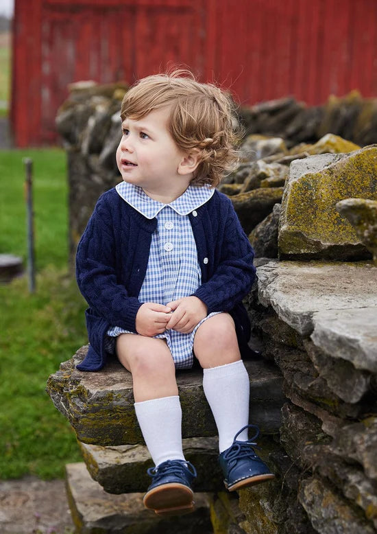 Little English Davant Bubble- Gray Blue Gingham