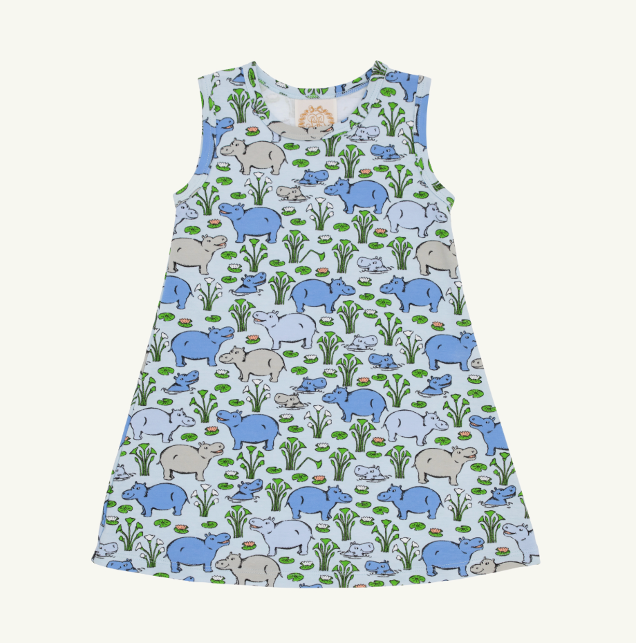 The Beaufort Bonnet Company Sleeveless Polly Play Dress, Bal Harbour Hippo
