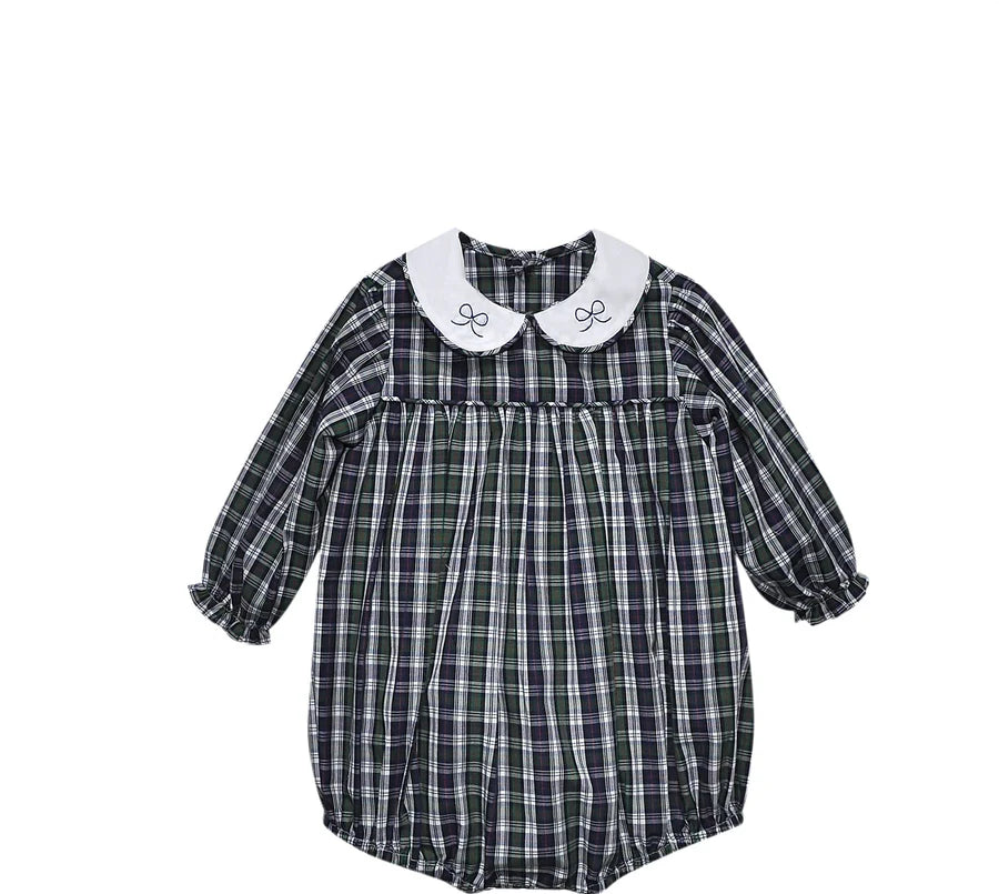 Remember Nguyen Navy Plaid Sawyer Bubble- Bows