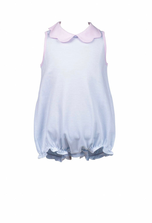 The Proper Peony Light Blue Striped Scallop Girl Bubble