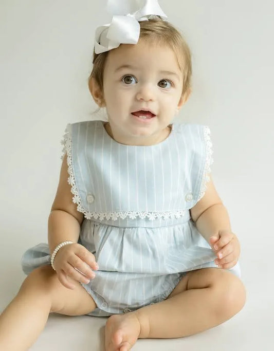 Cuclie Colette Bubble Romper - Lt. Blue Striped