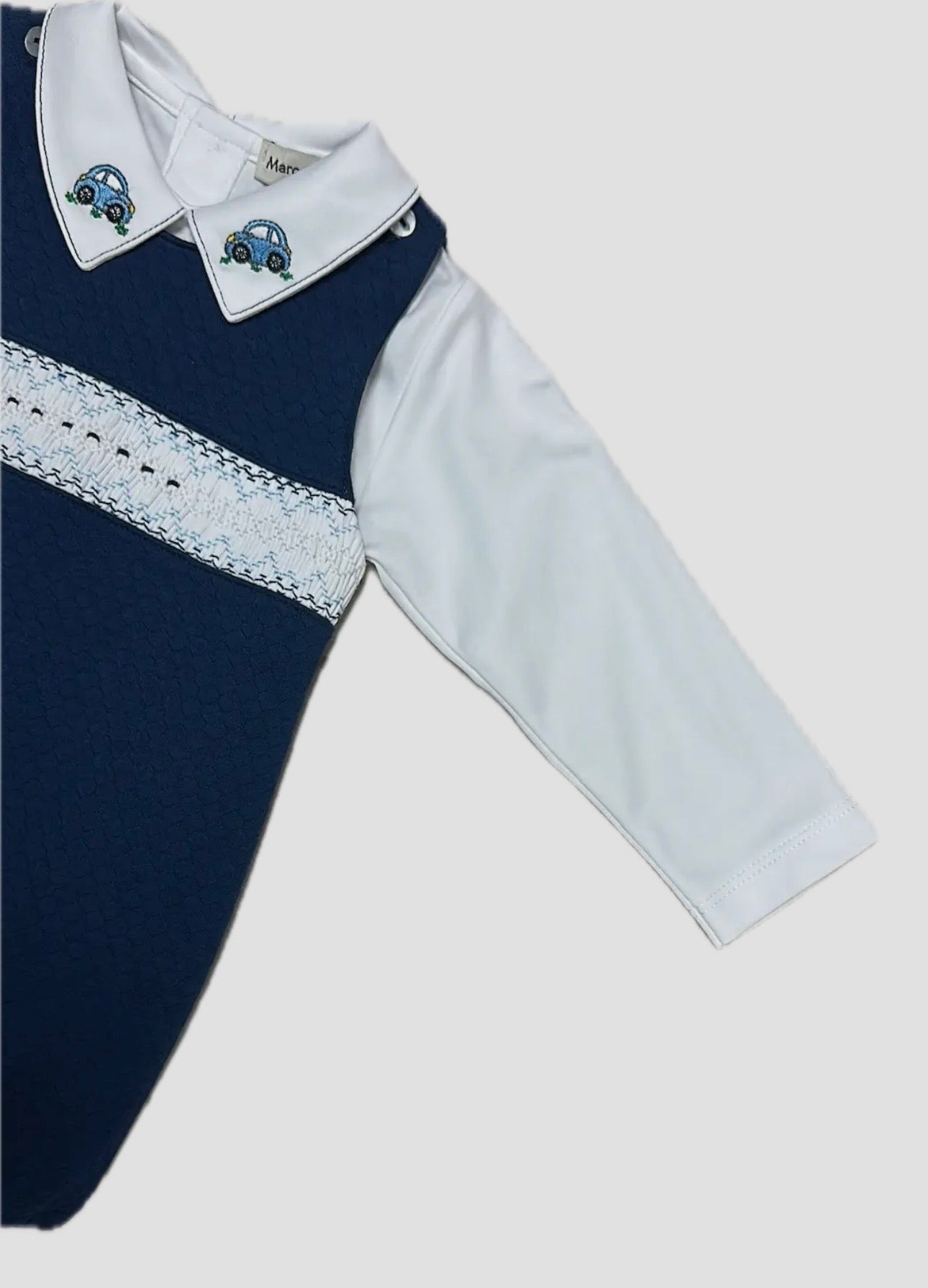 Marco and Lizzy Boy’s Ariana and Drew Smocked Romper Set