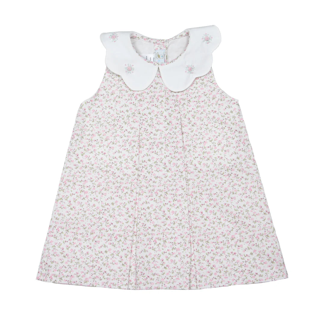 Cuclie Sophie Dress-White Multi Flower w/ Ruffle Collar