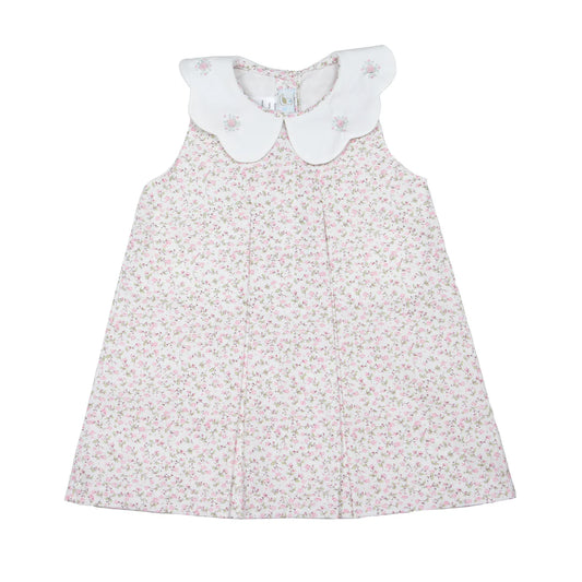 Cuclie Sophie Dress-White Multi Flower w/ Ruffle Collar