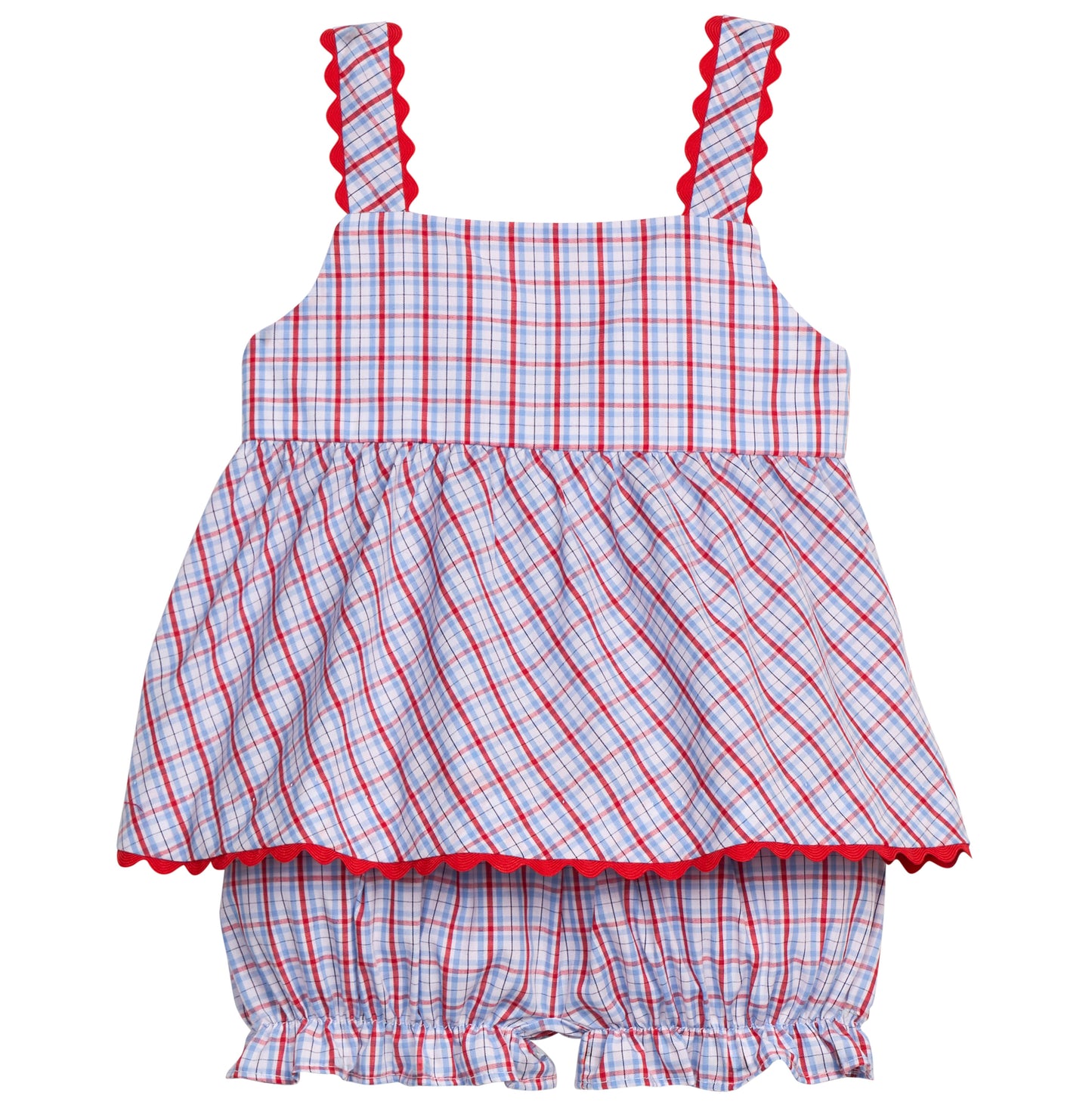 Little English Evie Bloomer Set Patriotic Plaid