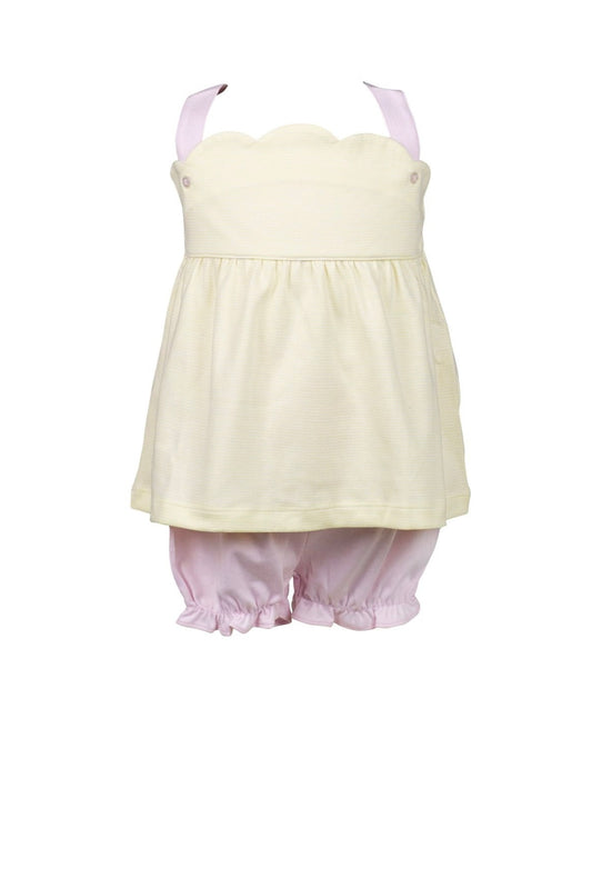 The Proper Peony Light Yellow Stripes Bloomer Set