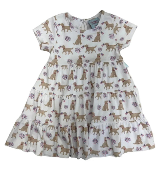 The Smiley Crab Tiered Dress, Patriotic Dog