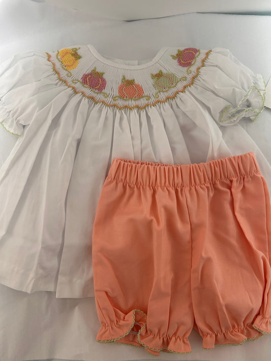 Lulu Bebe Emma Pumpkin Bishop Bloomer Set
