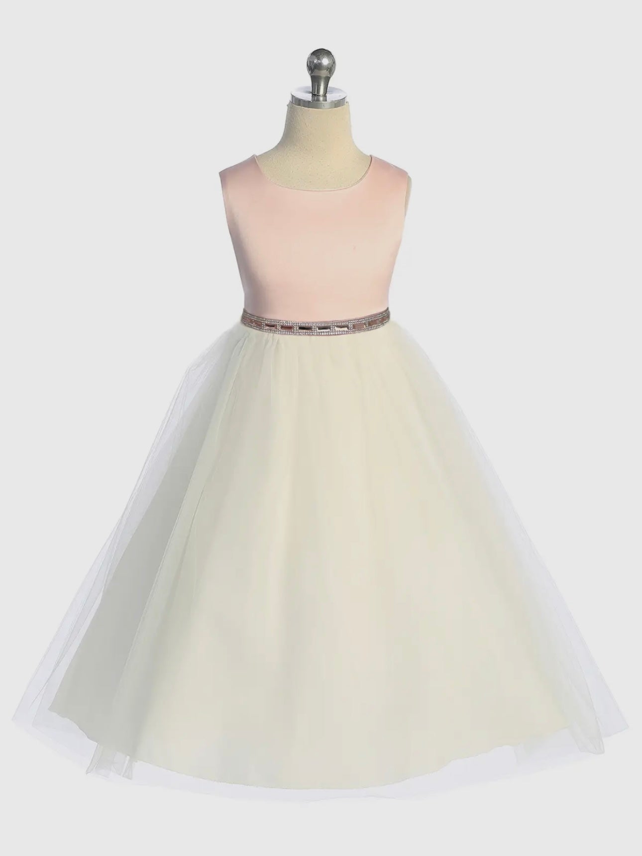 Kids Dream Pink & Rose Gold rhinestone satin & tulle dress