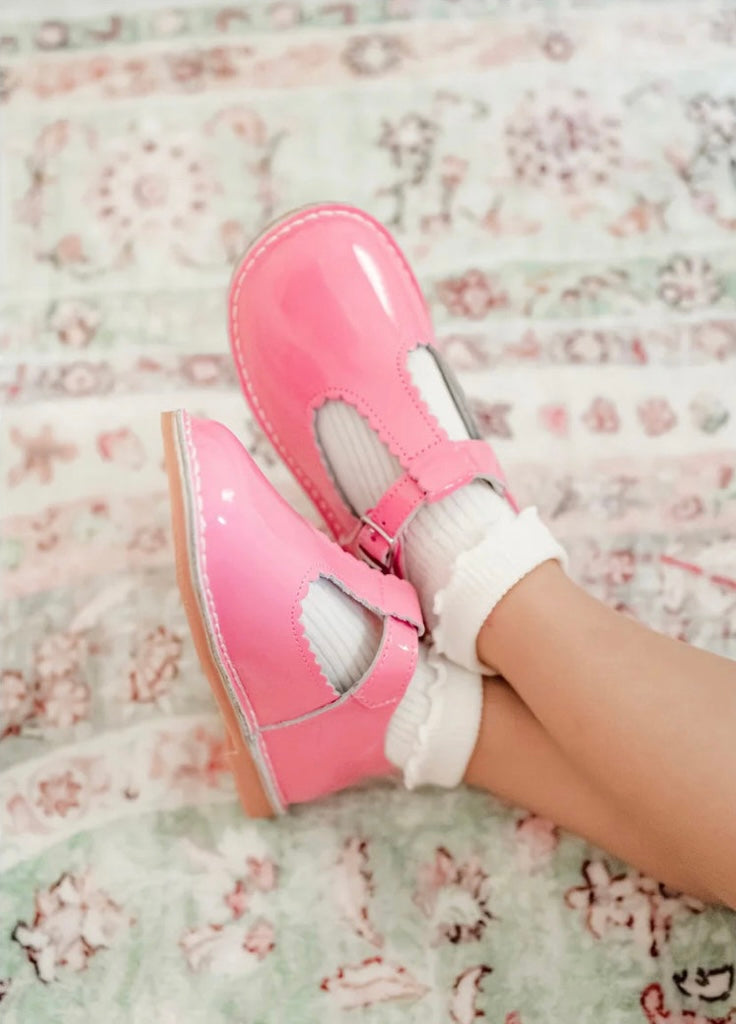 L’Amour Selina scalloped patent Malibu Pink