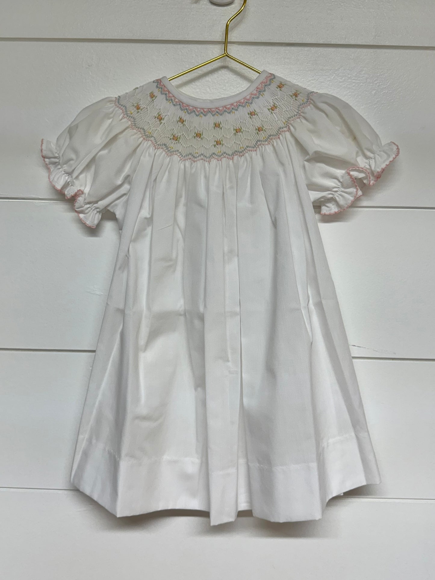 LuLu BeBe White Smocked Bishop Dress