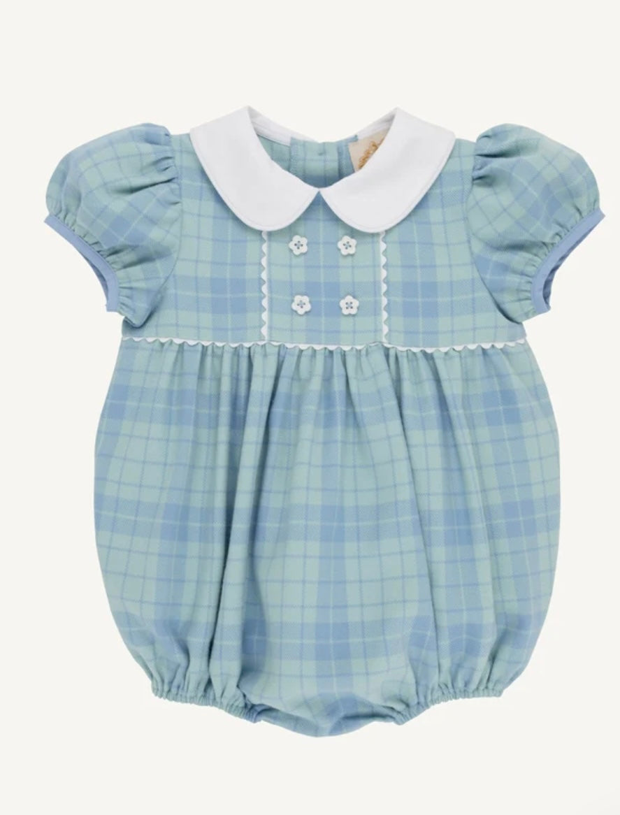 The Beaufort Bonnet Company Cindy Lou Bubble, Audubon Park Plaid with Worth Avenue White