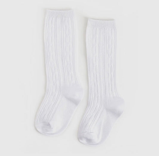 LSC white cable knit knee socks
