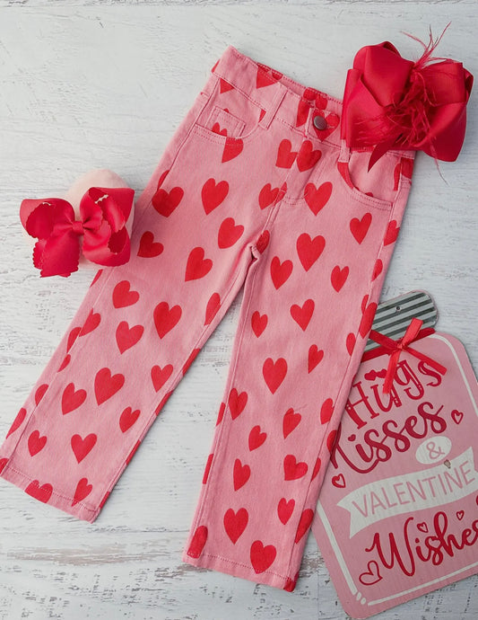 Pink heart denim jeans