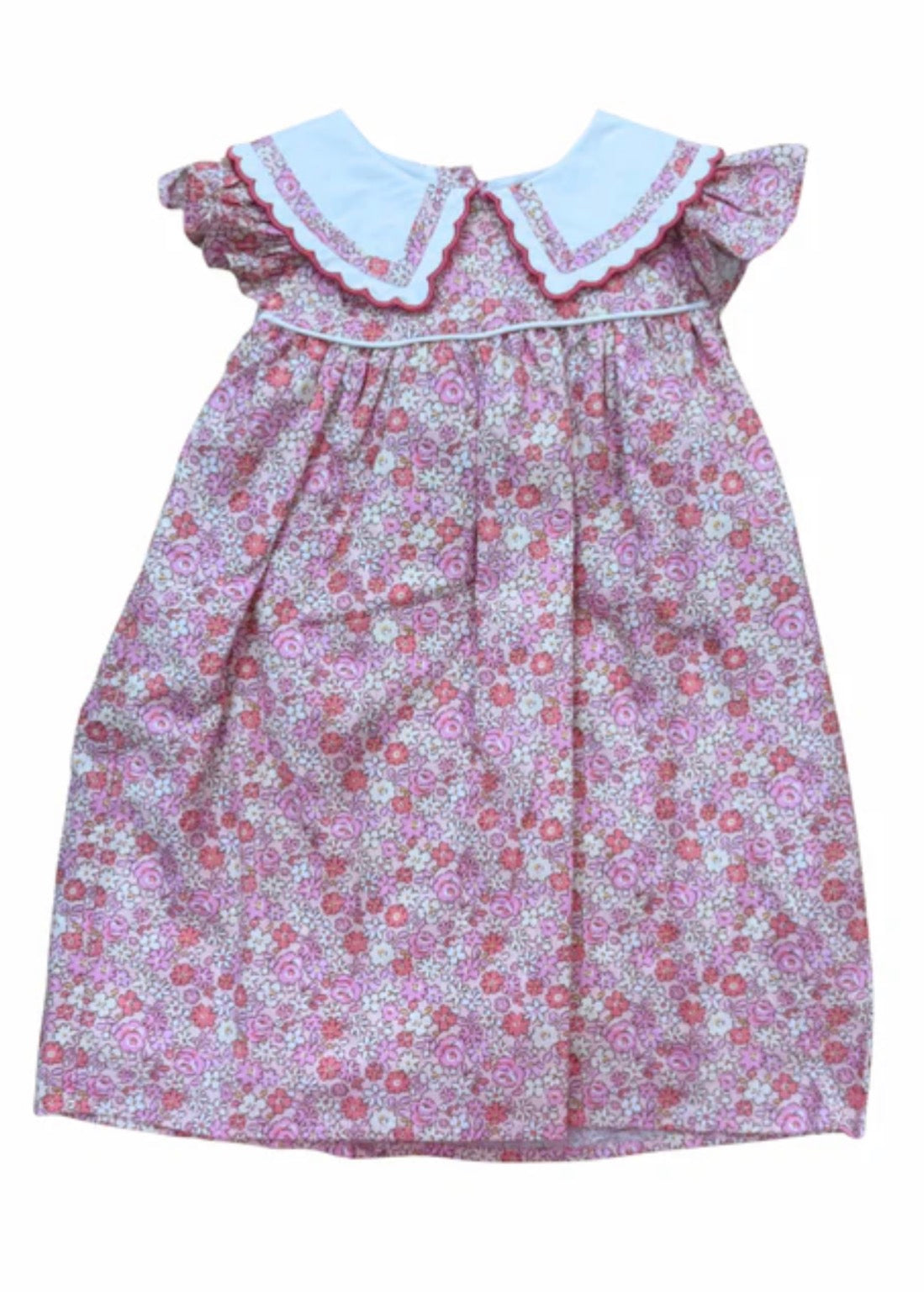 Lulu Bebe Pink Floral Dress with White Tie Back Bow