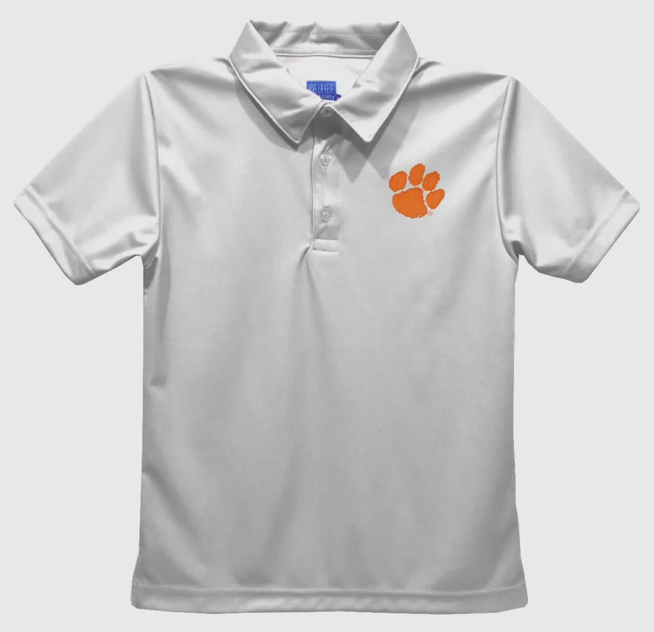 Clemson white embroidered polo