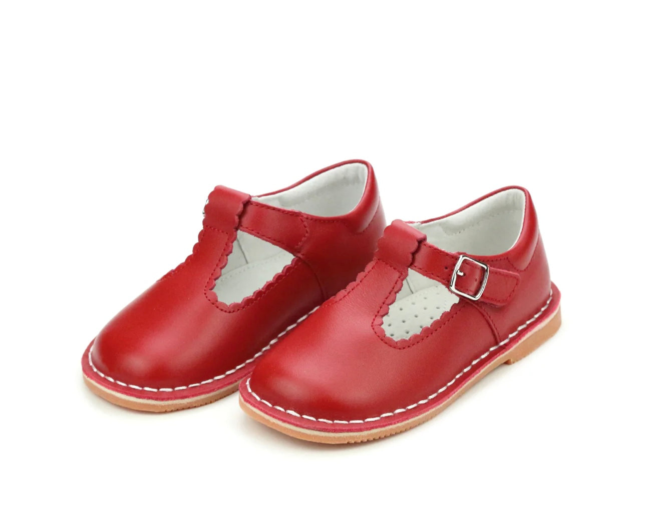 L’Amour Selina scalloped T strap Red