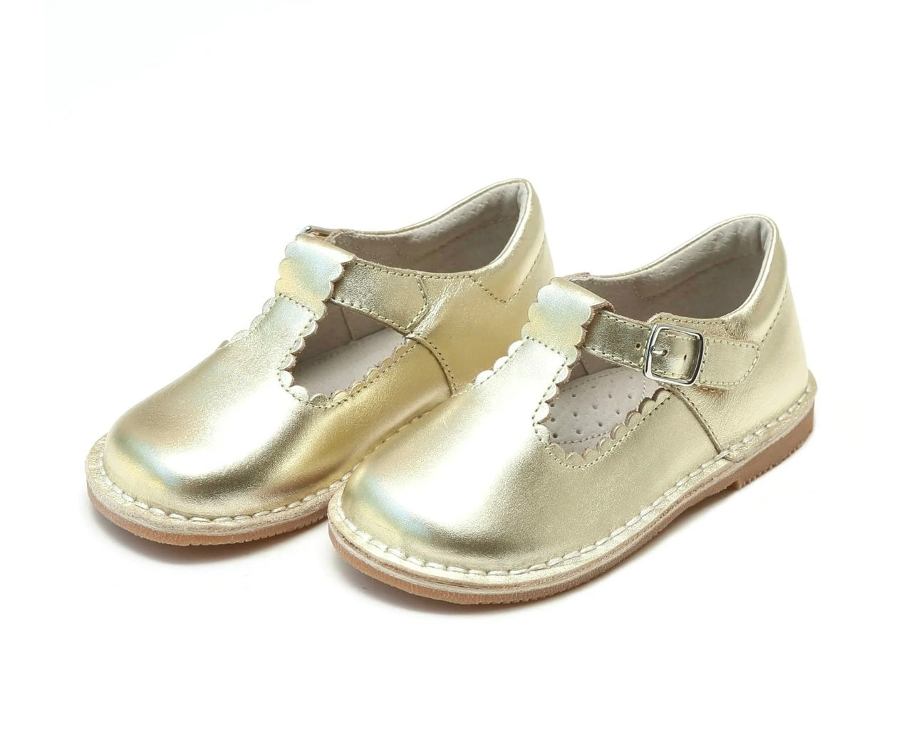 L’Amour Selina scallop T strap Gold