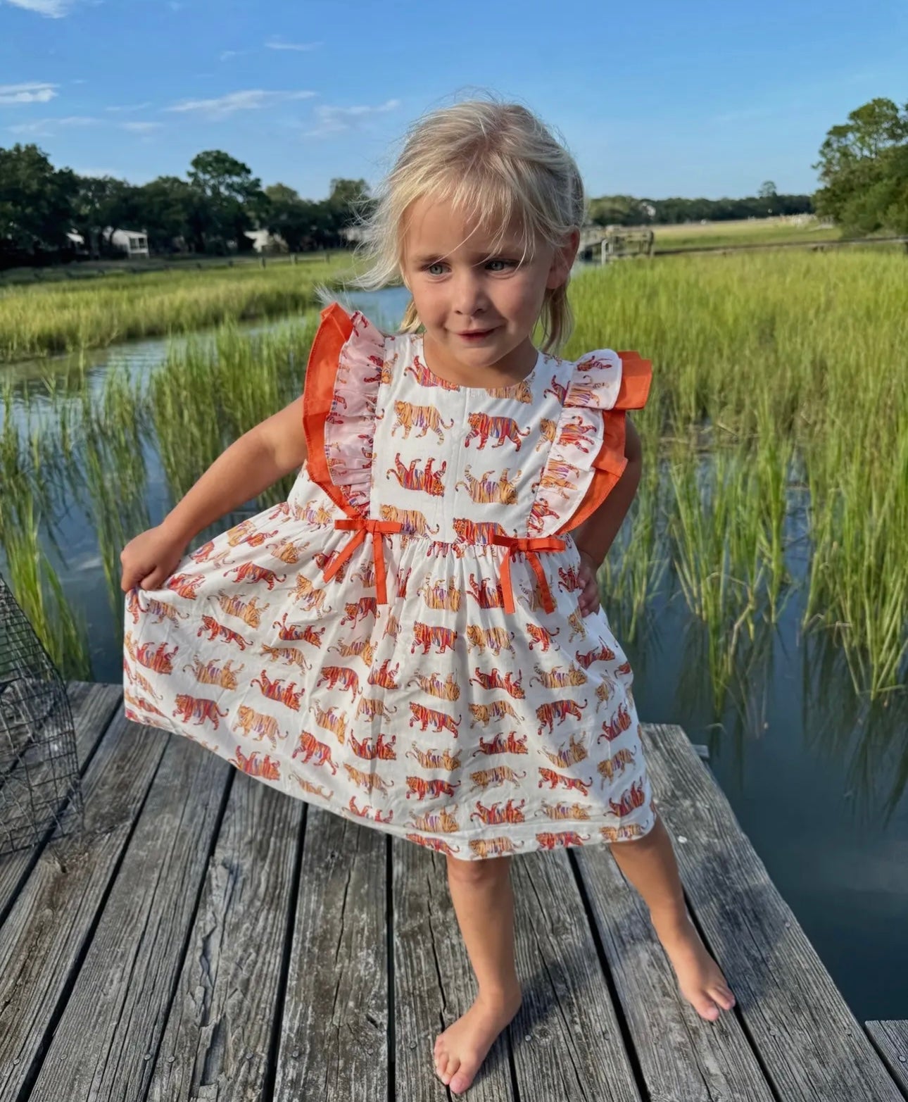 Saltwater Swaddles Easy Tiger flutter sleeve dress
