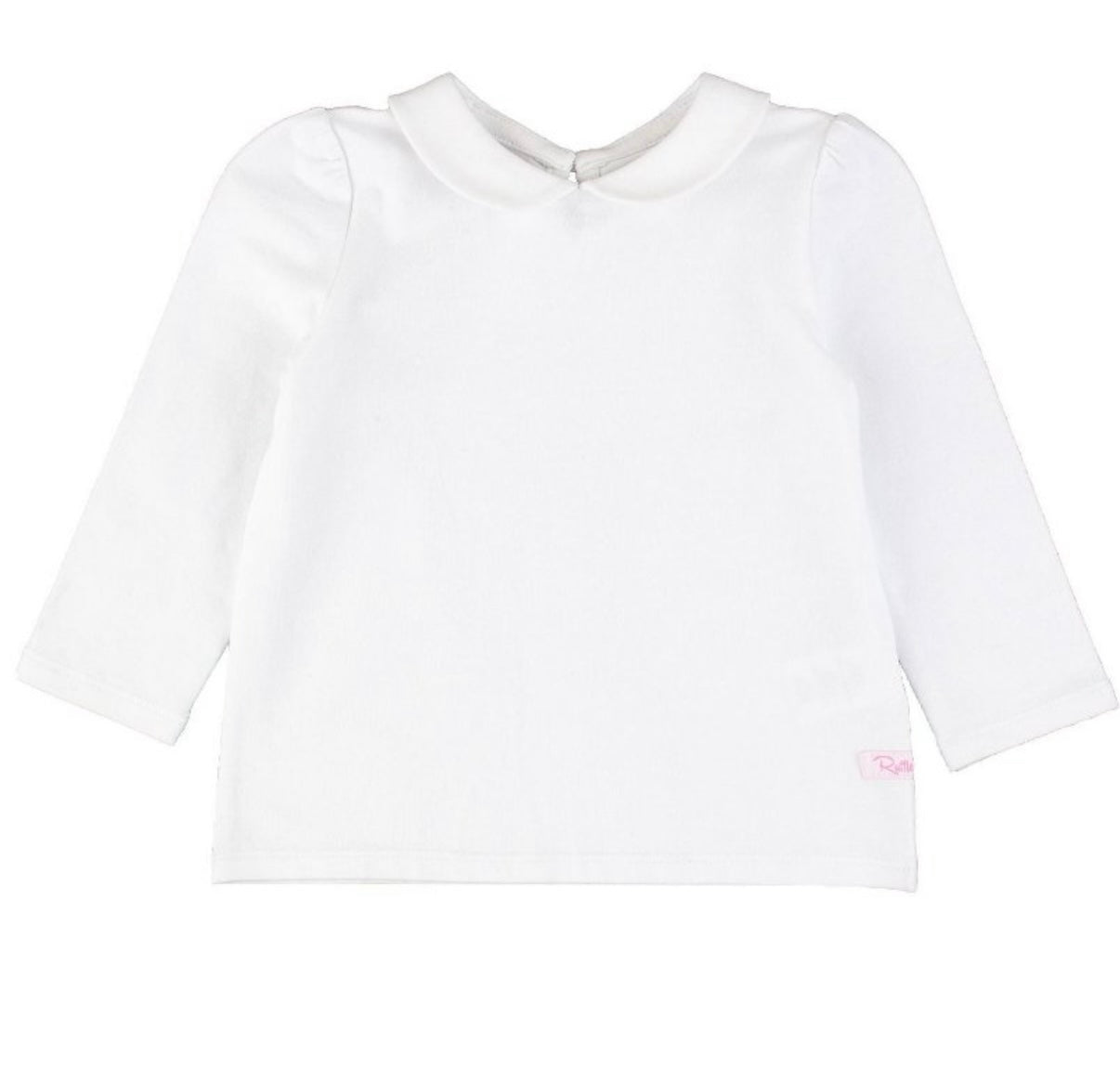 Ruffle Butts White Peter Pan Collar Long Sleeve Top