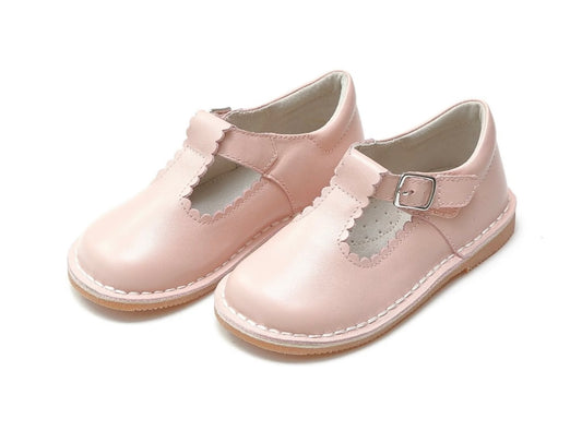 L’Amour Selina Scalloped T-Strap Mary Jane- Pink