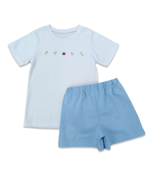 Percy & Tyne Embroidered Tee & Retro Short