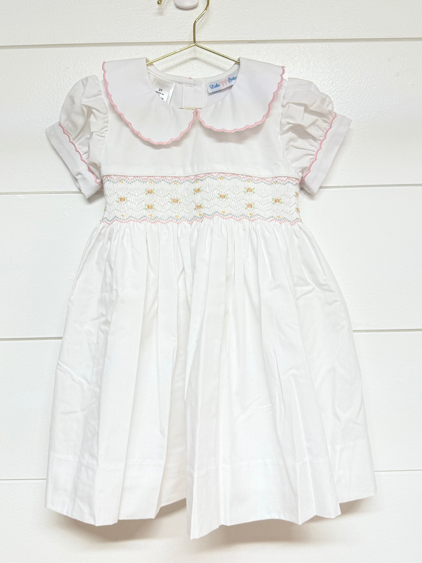 LuLu BeBe White Smocked Waist Dress
