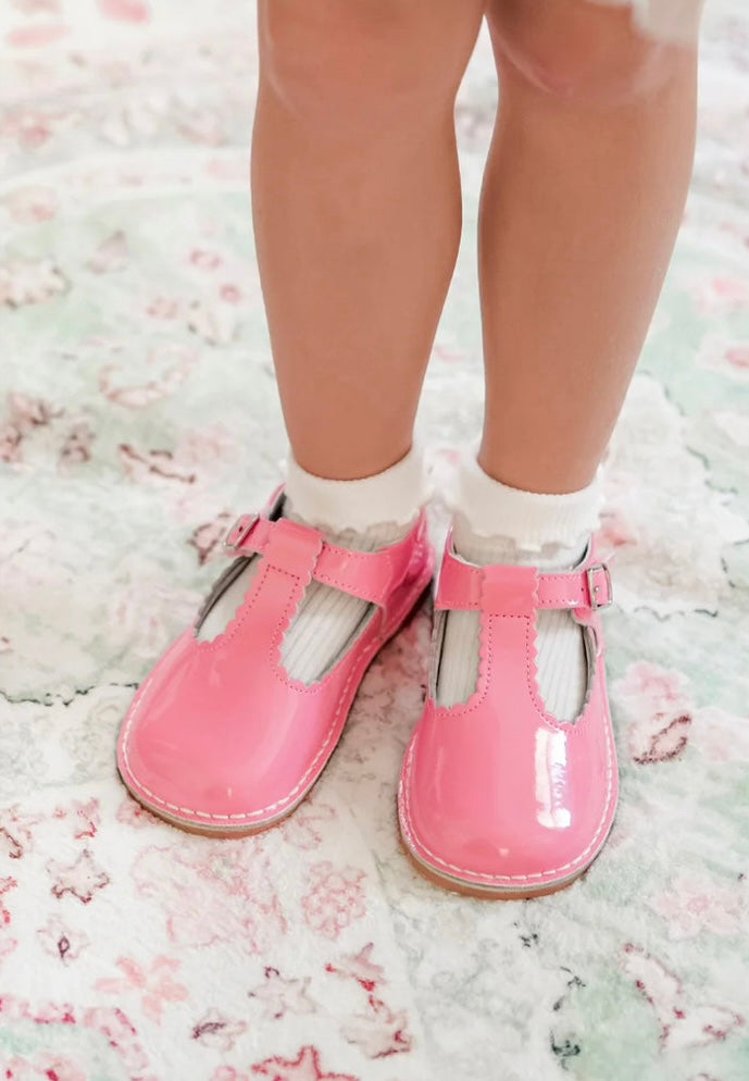L’Amour Selina scalloped patent Malibu Pink