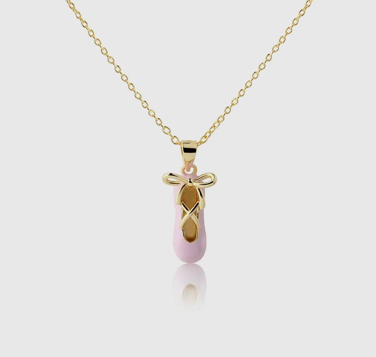 CM 14k gold plated pink ballet slipper necklace