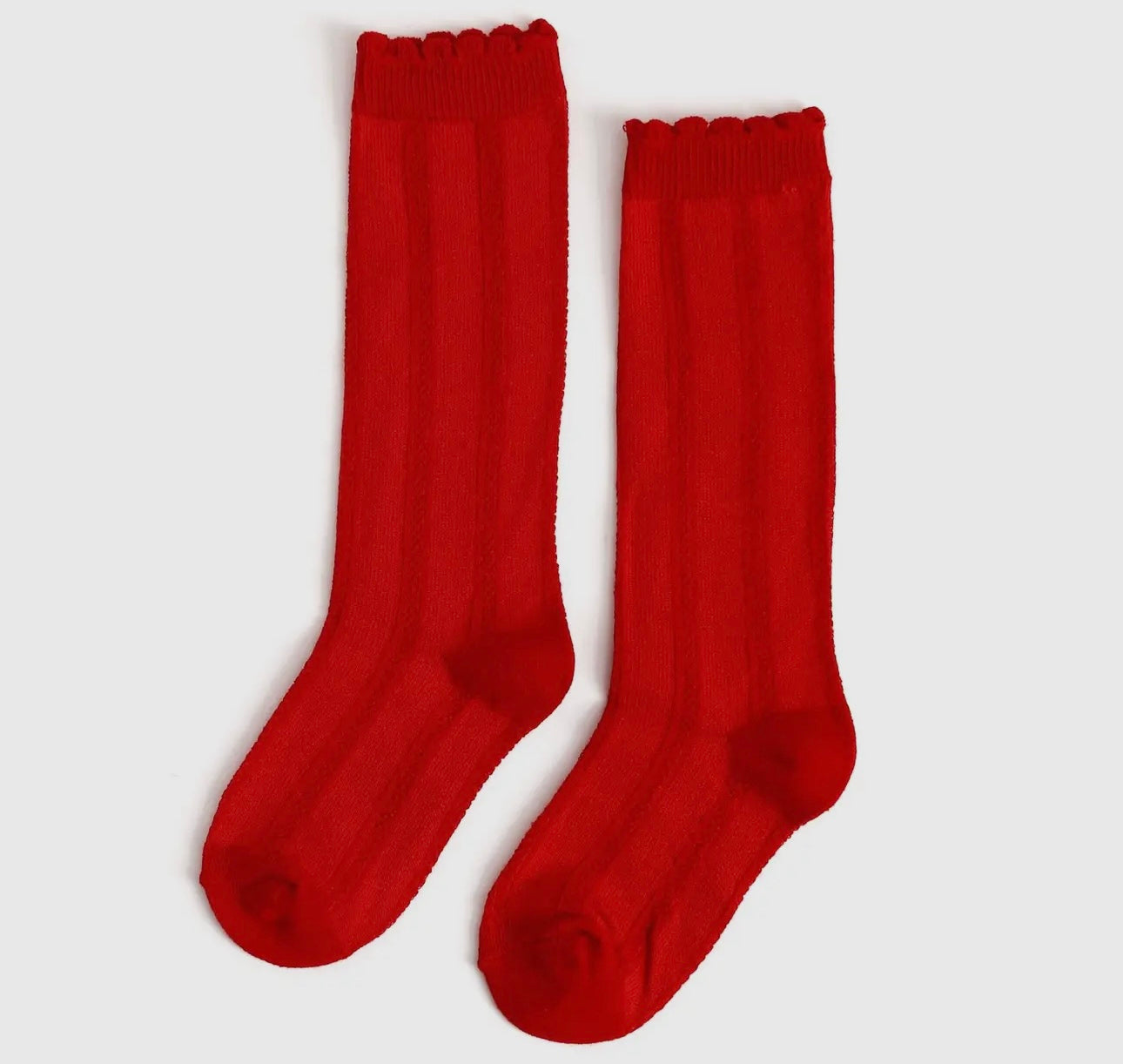LSC red scalloped knee socks