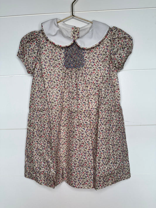 Ruth and Ralph Mini Tan Floral Sadie Dress