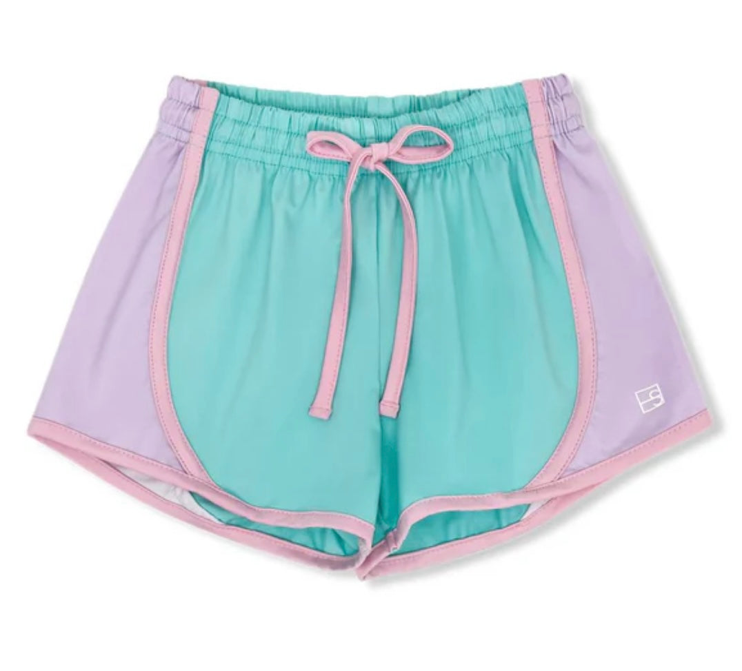 Set Fashions Elise Short Totally Turquoise, Petal Purple, Cotton Candy Pink
